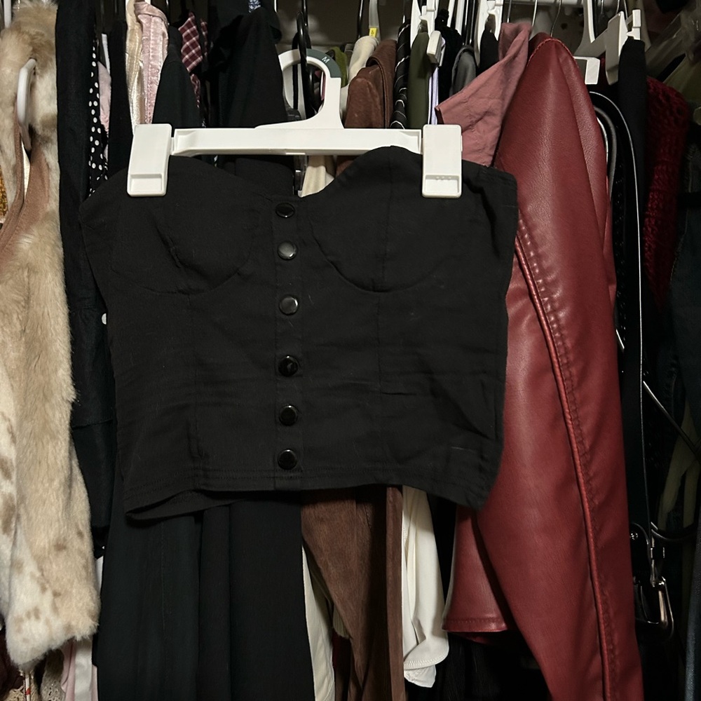 Black Button-Up Women's Top